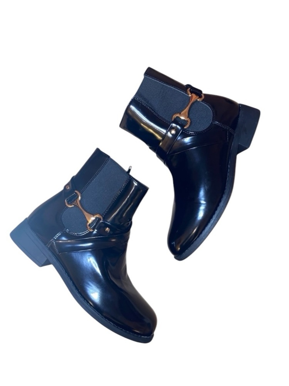 KELSO NWOT Short Patent Leather Booties Faux Black Patent Leather Size 5 Girls
